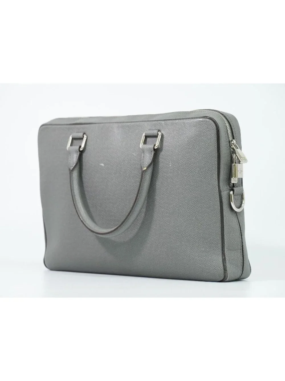 Louis Vuitton LV Porto Documan Business PM Taiga Leather Bag Glacier Gray
